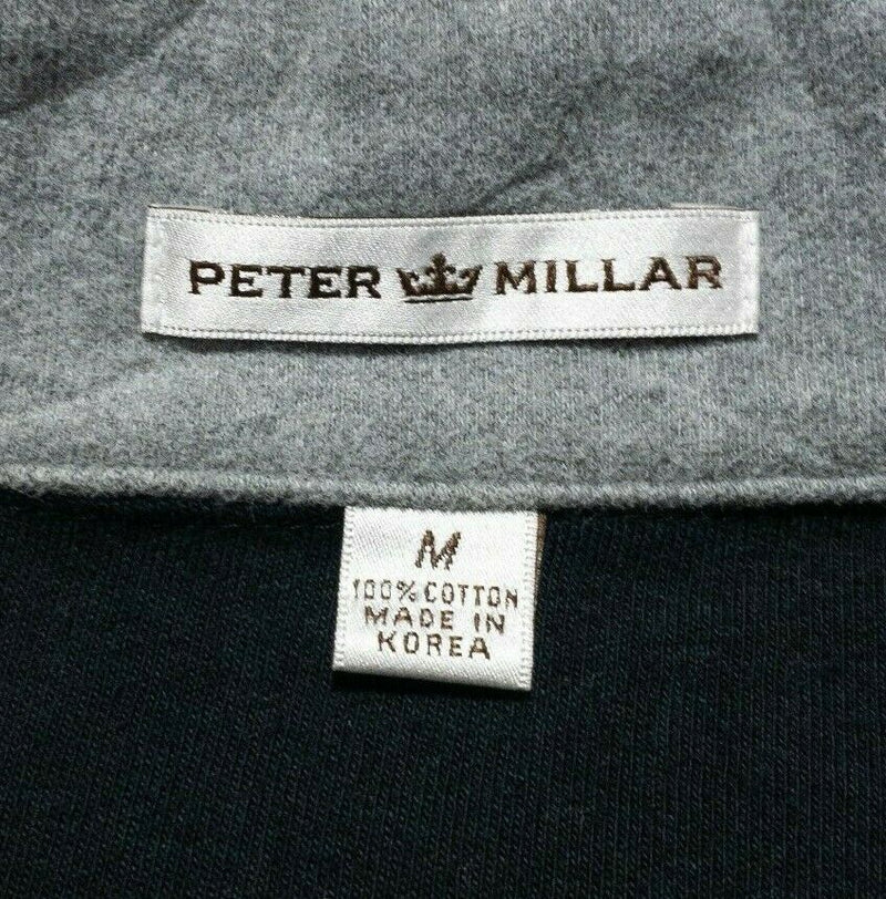 Peter Millar Crown Sport 1/4 Zip Solid Black Pullover Golf Sweatshirt Men Medium