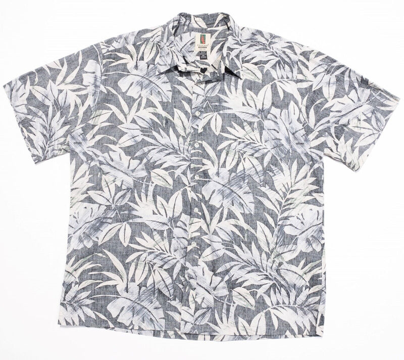 Tori Richard Hawaiian Shirt 2XL Men's Cotton Gray Palm Floral Aloha Camp
