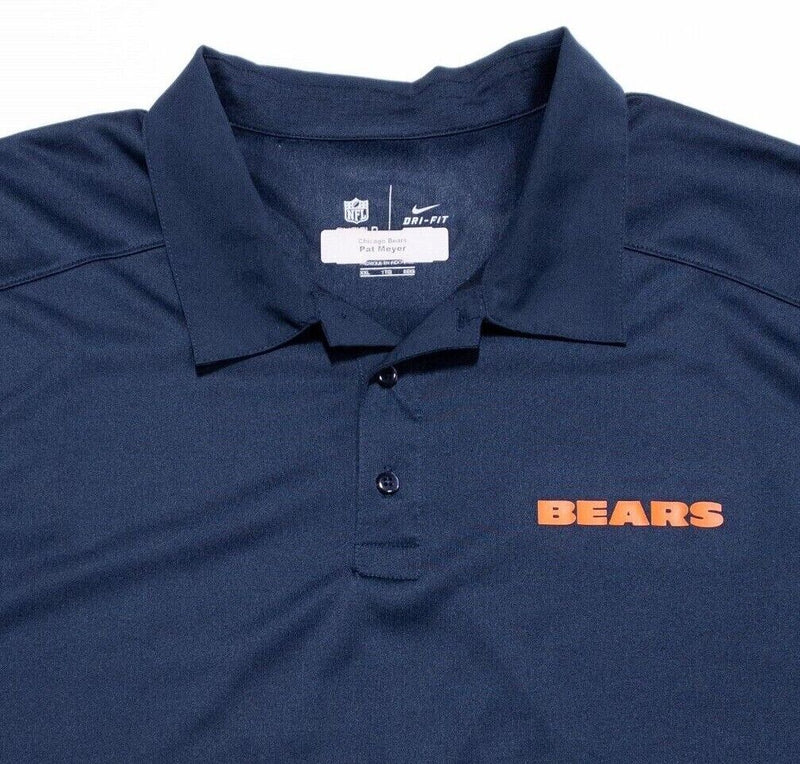 Chicago Bears NFL Team Issue Men's XXL Nike Polo Coach Navy Blue Dri-Fit 2XL