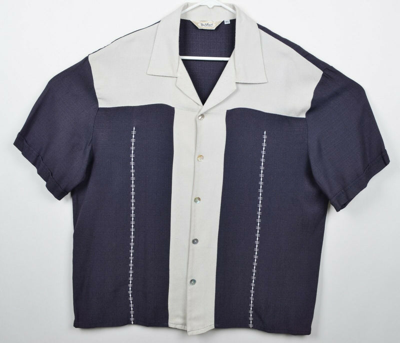 Vtg 70s DaVinci California Men’s Sz XL Bowling Panel Rayon Embroidered Shirt