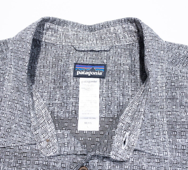 Patagonia Hemp Shirt Large Men's Migration Gray Geometric Button-Front Casual