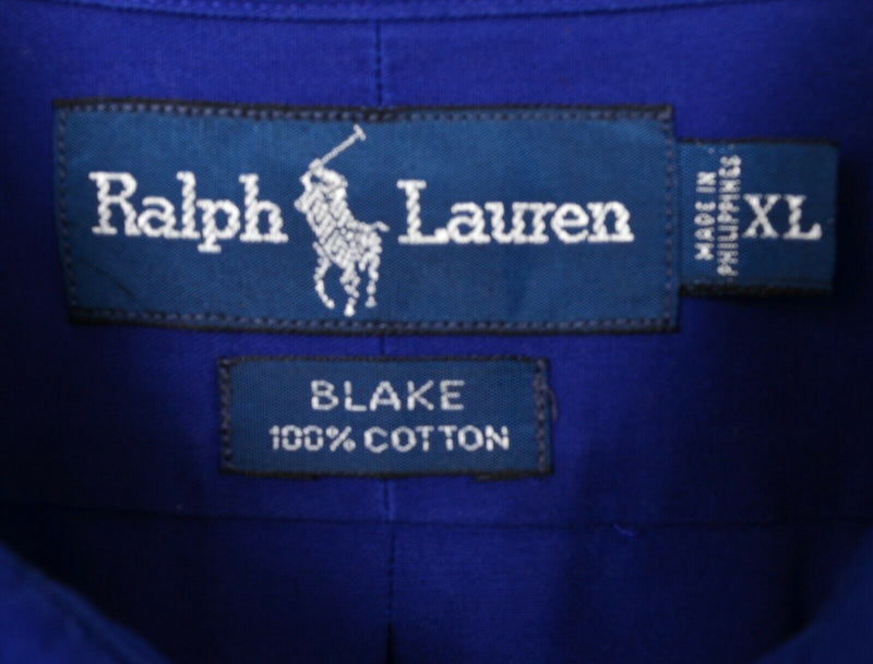 Polo Ralph Lauren Men's XL Solid Royal Blue "Blake" Red Pony Button-Down Shirt