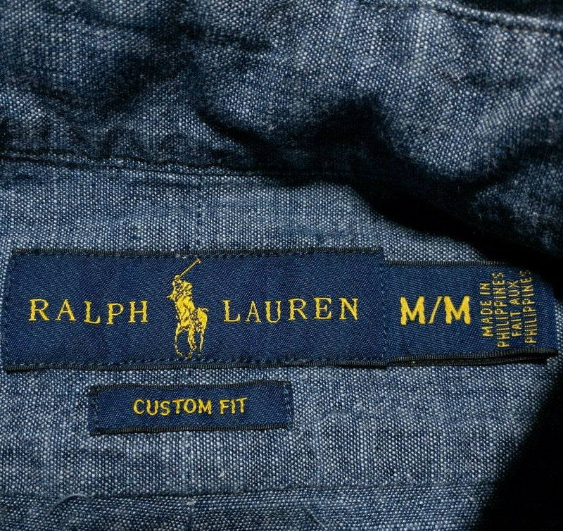 Polo Ralph Lauren Blue Chambray Denim Look Button-Down Shirt Blue Men's Medium