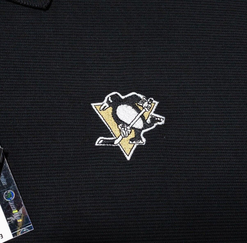 Pittsburgh Penguins Reebok Polo Shirt Large Mens Black NHL Hockey Short Sleeve