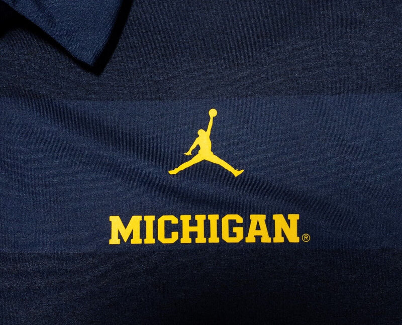 Michigan Wolverines Men's 2XL Air Jordan Jumpman Polo Shirt Wicking Blue Striped