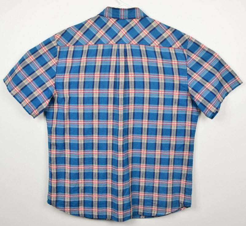 Carbon 2 Cobalt Men's Sz Large Blue Plaid Short Sleeve Button-Front Shirt