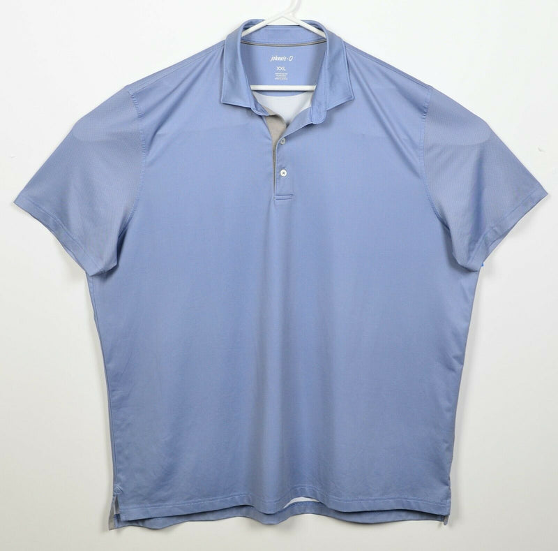 Johnnie-O Prep-Formance Men's 2XL Blue Micro-Check Wicking Golf Polo Shirt