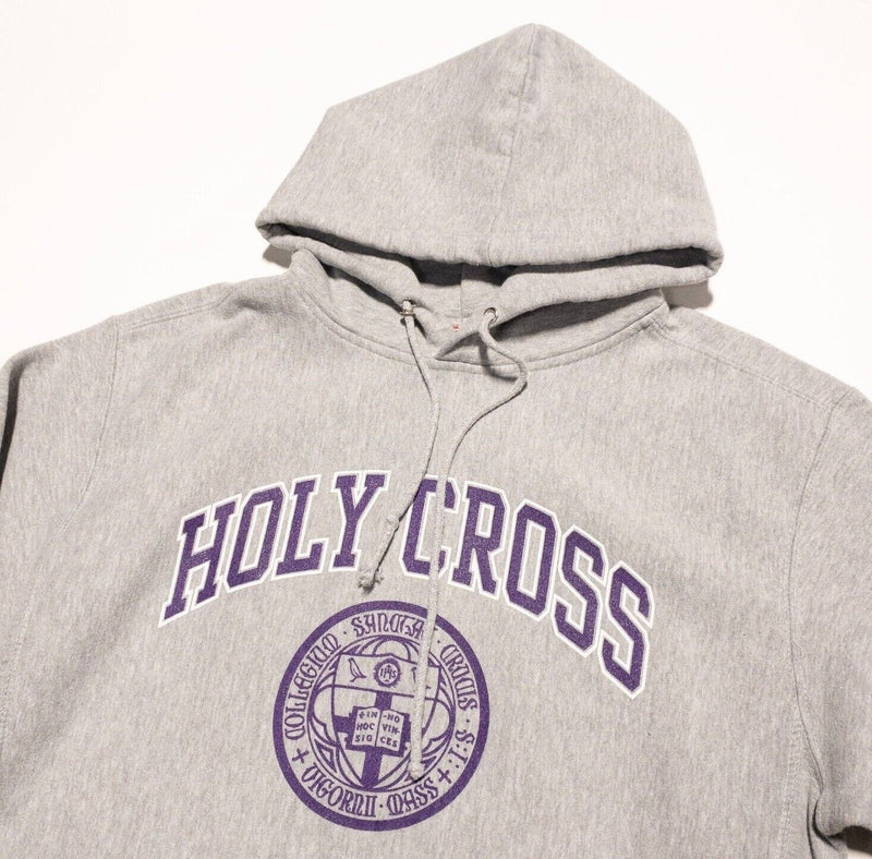 Holy Cross Hoodie Men's Small Vintage 90s Heavyweight Pro-Weave Gray College