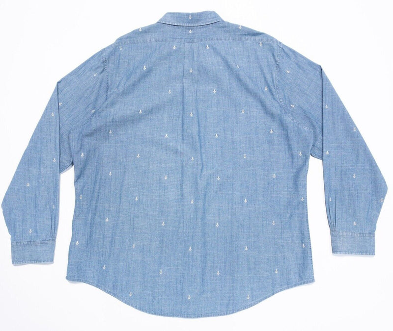 Brooks Brothers Chambray Shirt 2XL Men's Anchor Preppy Nautical Button-Down