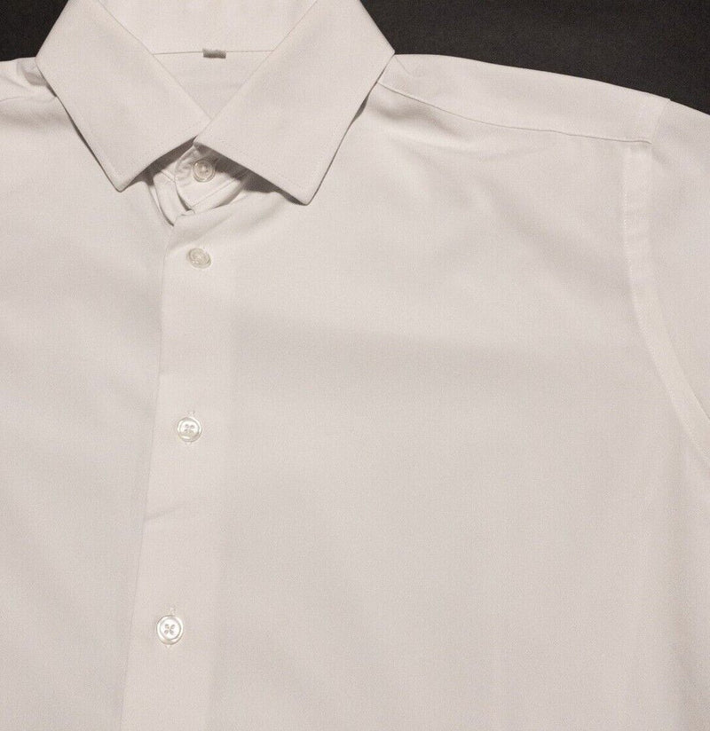 State & Liberty Dress Shirt Mens Medium Athletic Solid White Performance Wicking