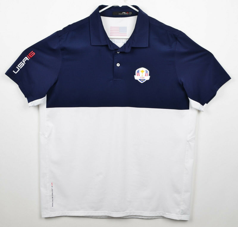 RLX Ralph Lauren Men's Sz XL Ryder Cup Navy Blue White Team USA Golf Polo Shirt