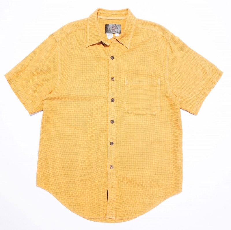Territory Ahead Shirt Medium Men's Woven Waffle-Knit Orange Vintage 90s Button