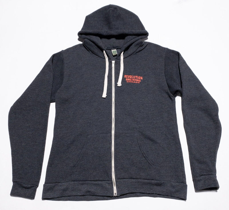 Revolution Brewing Chicago Hoodie Men's Large Flag Beer Brewery Full Zip Gray