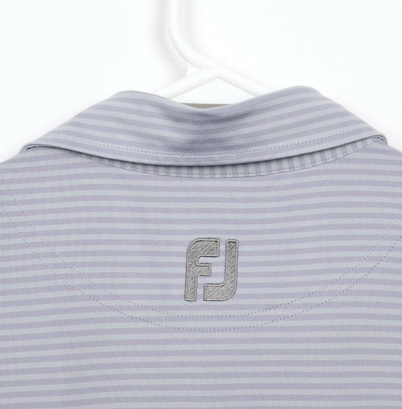 FootJoy Men's Medium Gray Striped FJ Golf Wicking Performance Polo Shirt