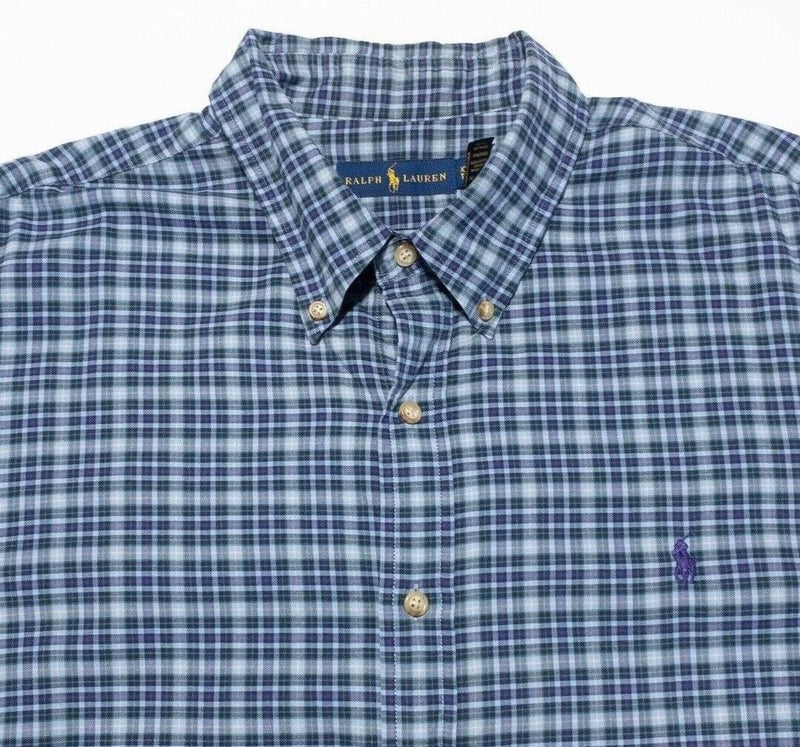 Polo Ralph Lauren XXL Shirt Men's Long Sleeve Blue Check Button-Down Pony Logo