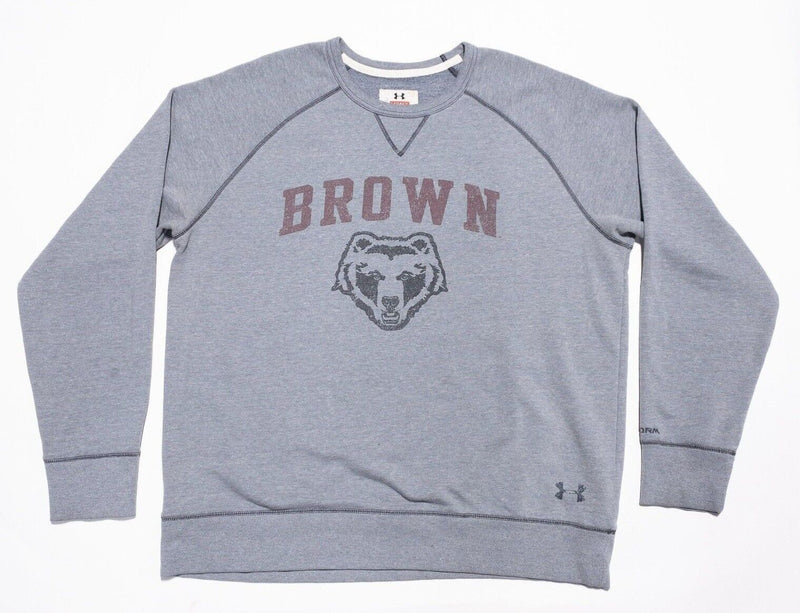 Brown University Sweatshirt Men's XL Under Armour Gray Brown Bears Pullover Crew