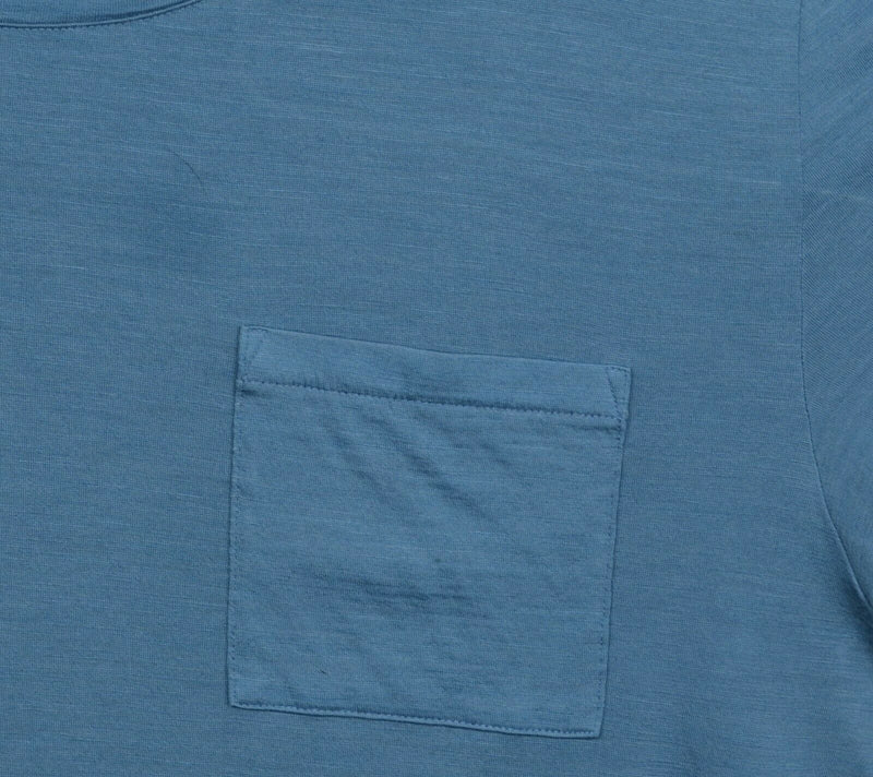 Icebreaker Merino Men's Large Wool Lyocell Blend Blue Pocket Crew T-Shirt