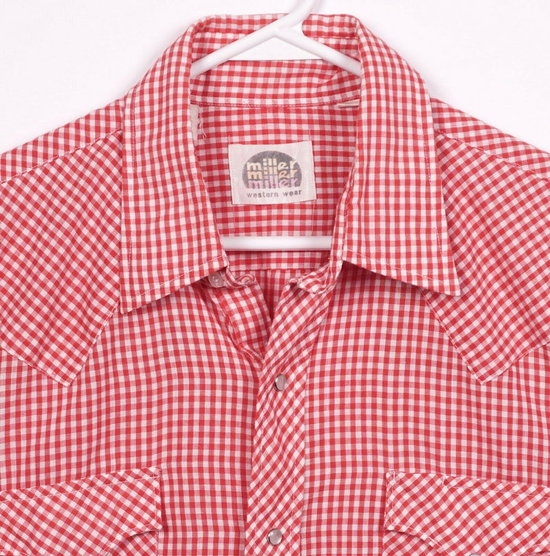 Miller Western Wear Men's 16.5 (Large) Pearl Snap Red Gingham Check Shirt