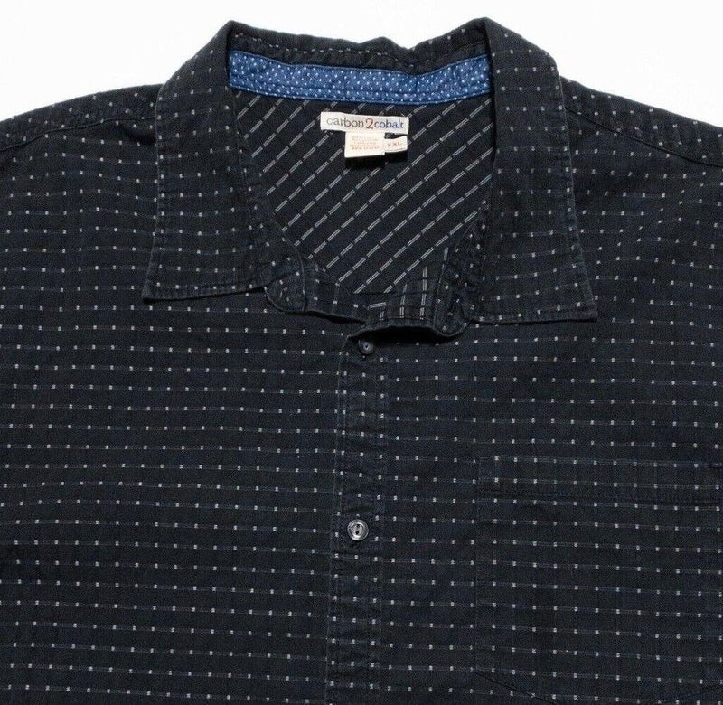 Carbon 2 Cobalt Polka Dot Shirt 2XL Men's Black Long Sleeve Button-Front