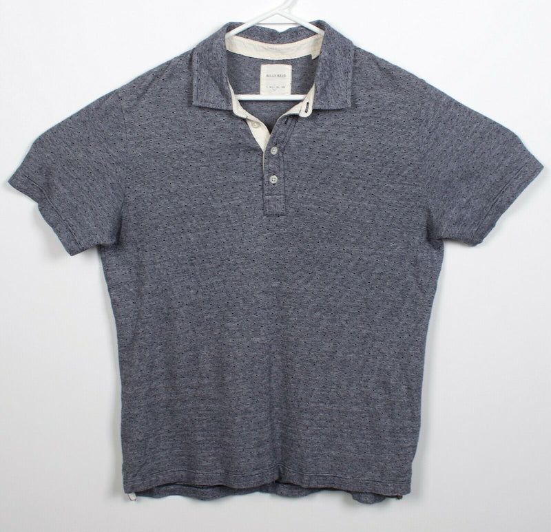 Billy Reid Men's Large Modern Designer Short Sleeve Blue/Gray Polo Shirt
