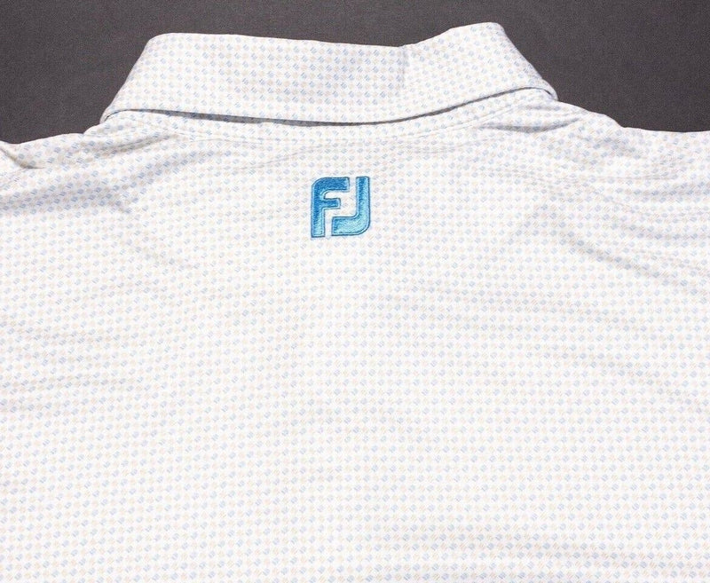 FootJoy Golf XL Polo Men's Shirt White Geometric Wicking Performance Stretch