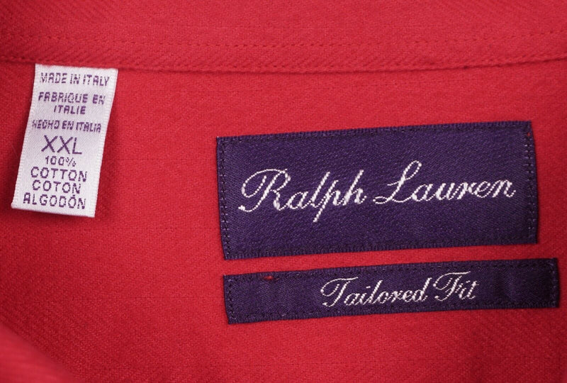 Ralph Lauren Purple Label Men's 2XL Tailored Fit Solid Red RLPL Flannel Shirt