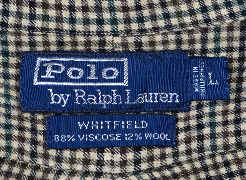 Polo Ralph Lauren Men's Sz Large (Shrunk) Whitfield Wool Blend Plaid Check Shirt