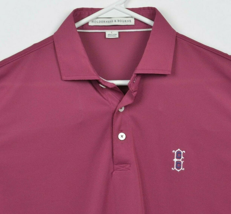 Holderness & Bourne Men's Large Tailored Fit Magenta Red Wicking Golf Polo Shirt