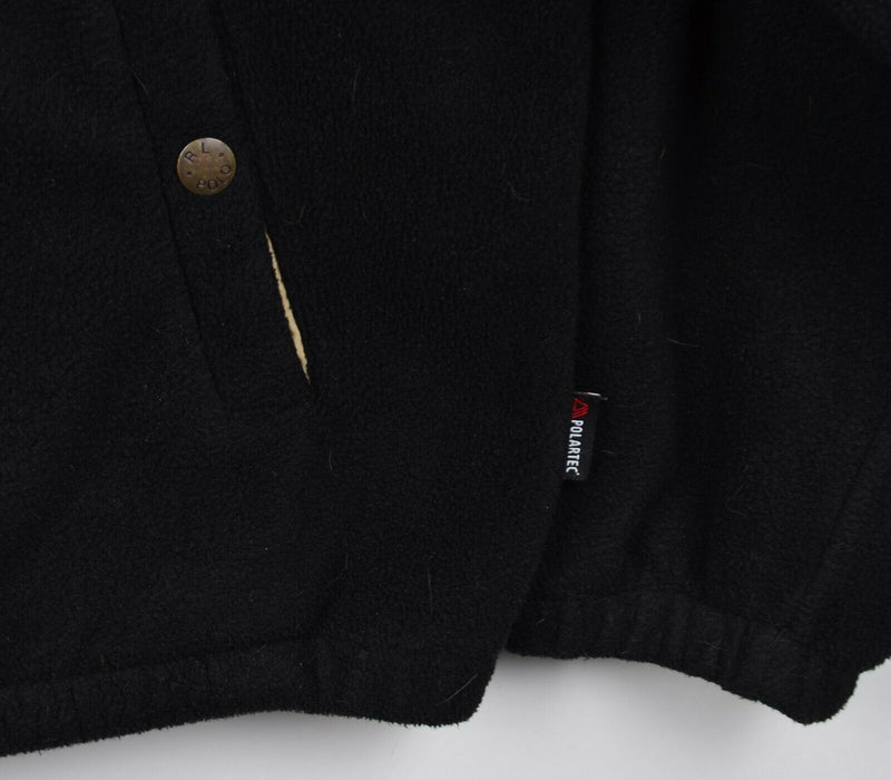 Polo Ralph Lauren Men's XL Fuzzy Fleece Solid Black Polartec Collared Jacket