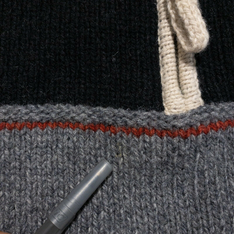 The Territory Ahead Men's XL Wool Blend Black Cream Striped 1/4 Zip Knit Sweater