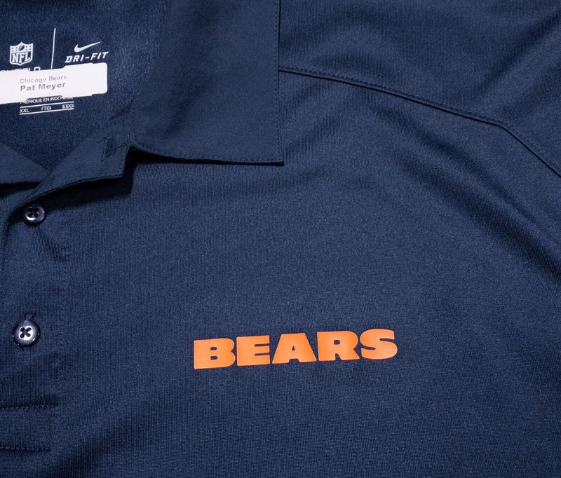 Chicago Bears NFL Team Issue Men's XXL Nike Polo Coach Navy Blue Dri-Fit 2XL