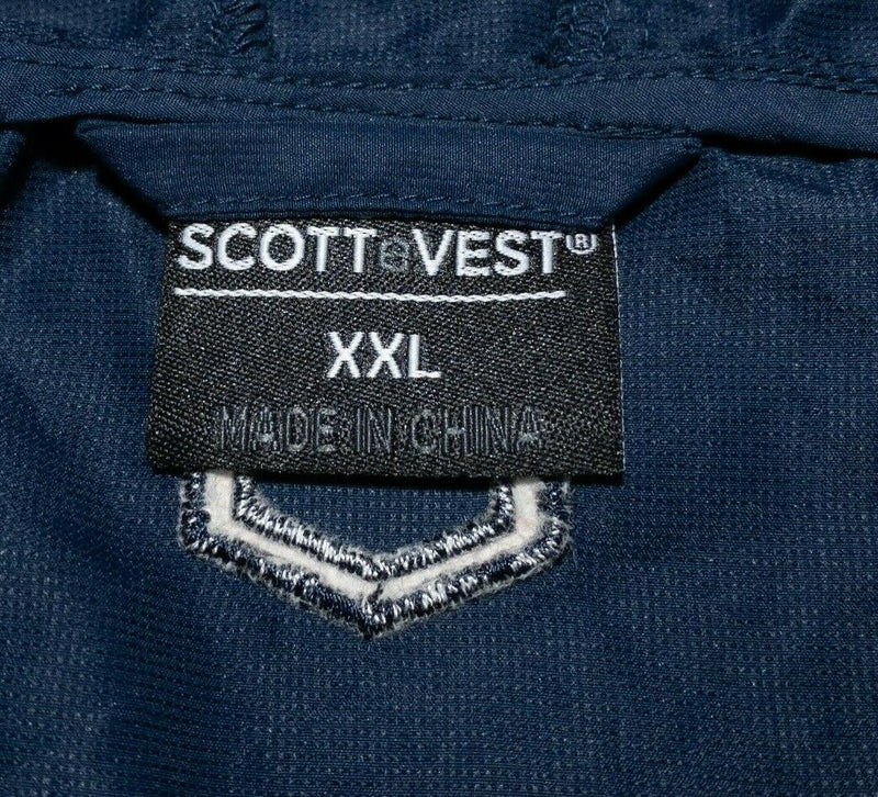 SCOTTeVEST Pack Jacket 13 Pockets Blue Full Zip Lightweight Travel Men's 2XL