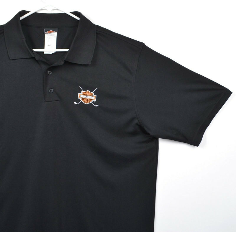 Harley-Davidson Men's XL Golf Bar & Shield Logo Black Polyester Golf Polo Shirt