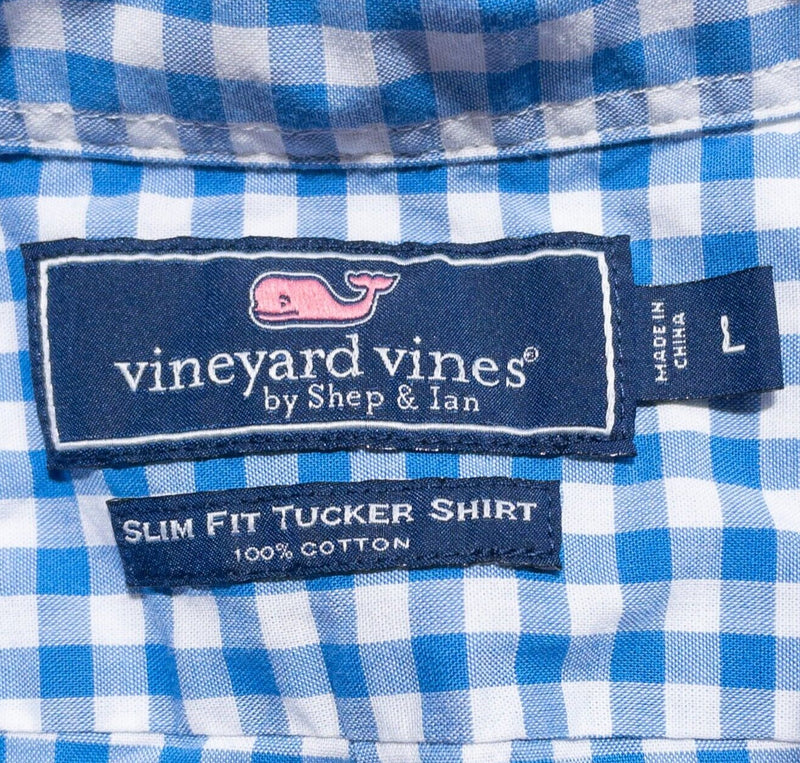 Vineyard Vines Tucker Shirt Men's Large Slim Fit Long Sleeve Blue Check Button