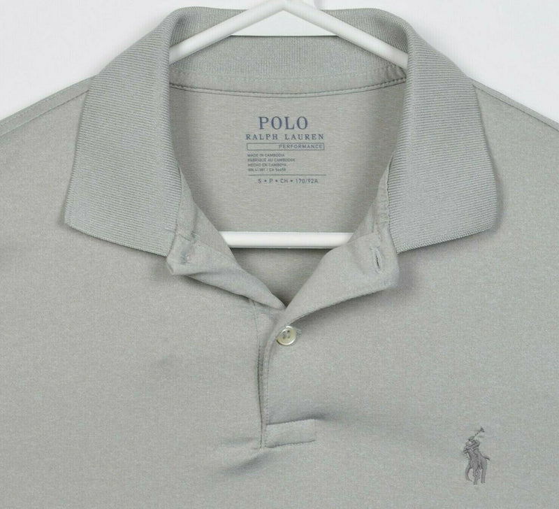 Polo Ralph Lauren Performance Men Small Solid Gray Pony Wicking Golf Polo Shirt