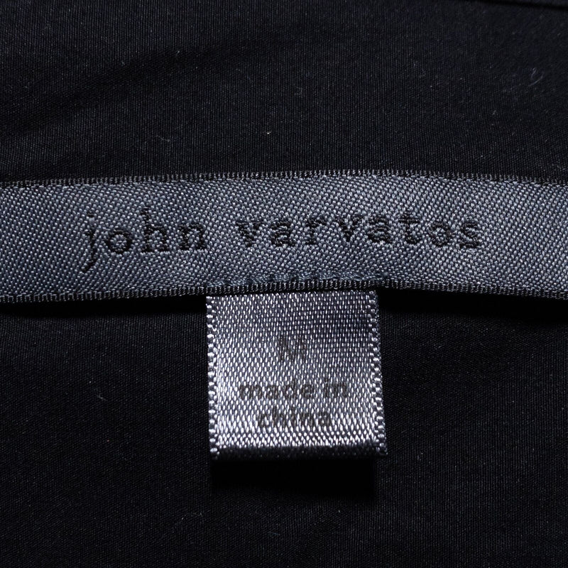 John Varvatos Collection Shirt Men's Medium Solid Black Roll-Tab Sleeve Designer