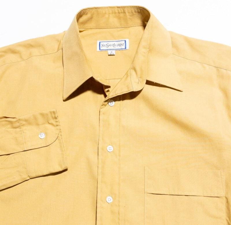 Yves Saint Laurent Vintage Shirt Men's 15-32/33 YSL Dress Shirt Yellow Gold 80s