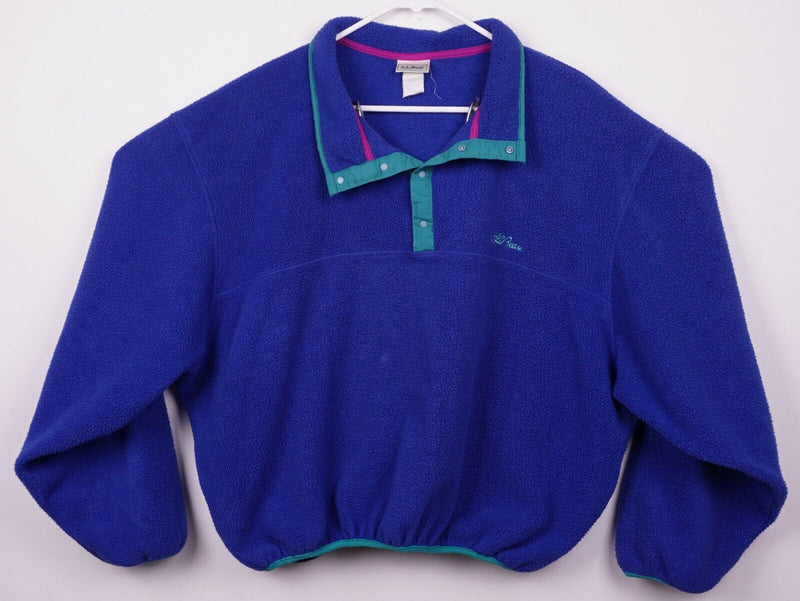 Vtg 90s LL Bean Men's Sz XL Snap-T Pullover Blue Teal Embroidered Fleece Jacket