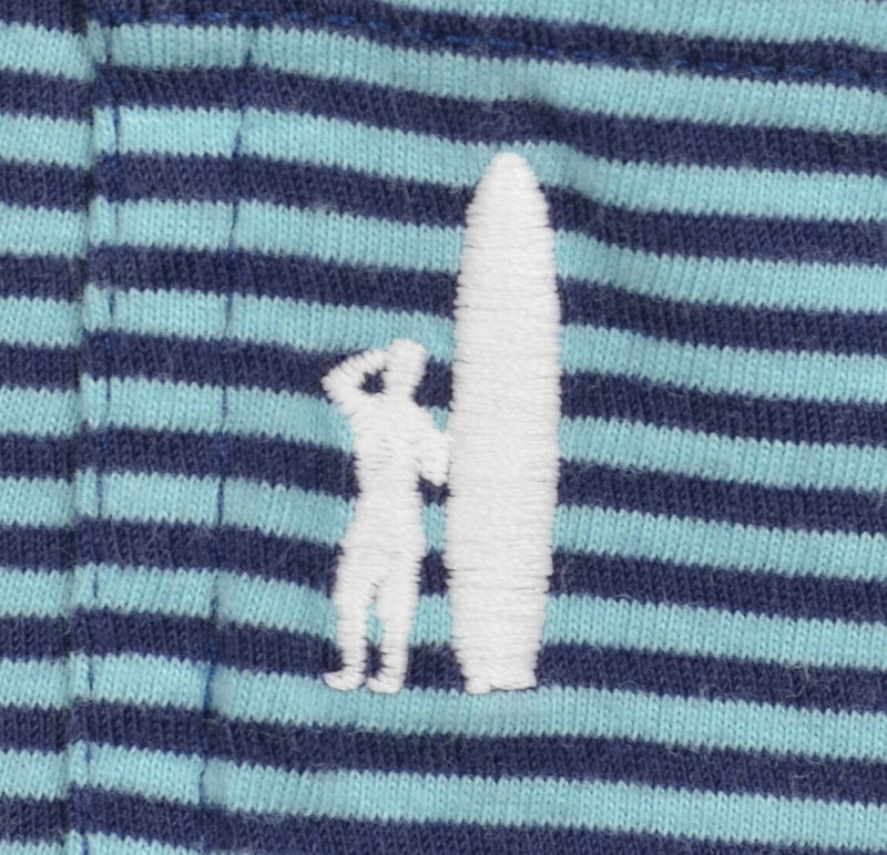 Johnnie-O Men's Sz Medium Navy Turquoise Striped Surfer Logo Pocket Polo Shirt