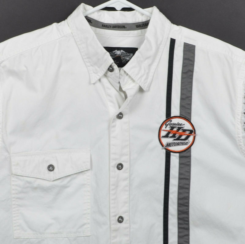 Harley-Davidson Men's Sz XL White Striped Cut-Off Biker Vest