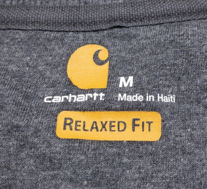 Carhartt Henley Medium Relaxed Fit Men's Long Sleeve T-Shirt Textured Knit Gray