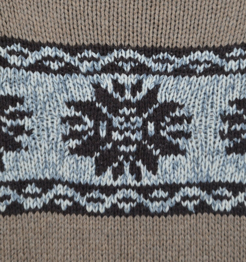 J. Crew Men's Sz Large Handknit 100% Lambswool Chunky Knit Fair Isle Sweater