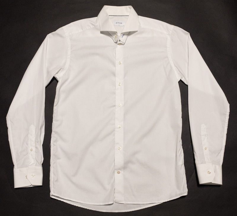 Eton 16.5 Slim Men's Dress Shirt Solid White Cutaway Collar Long Sleeve Button