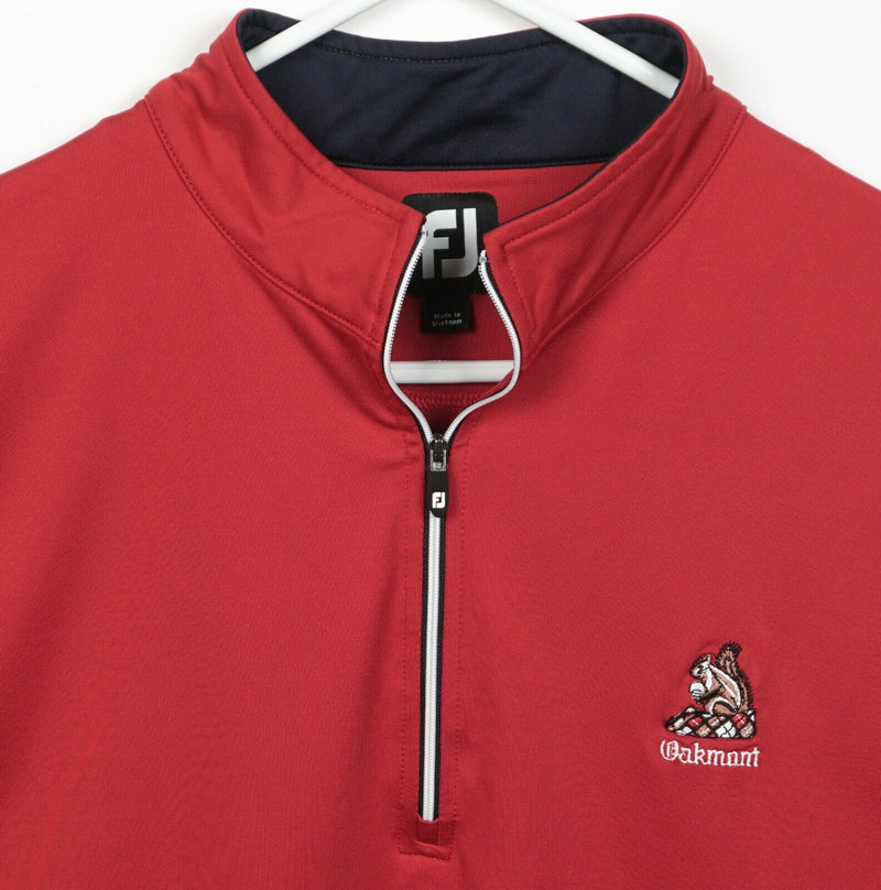 FootJoy Men's Medium Solid Red Nylon Wicking 1/4 Zip Oakmont FJ Golf Vest