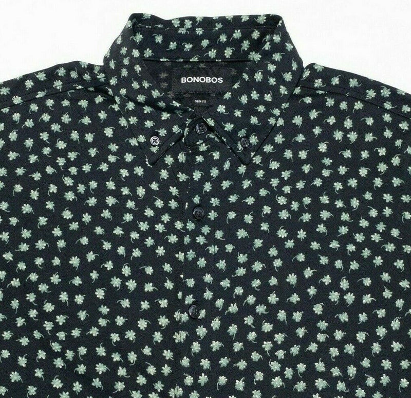 Bonobos Shirt Small Slim Fit Men Shamrock Clover Irish Short Sleeve Button-Down