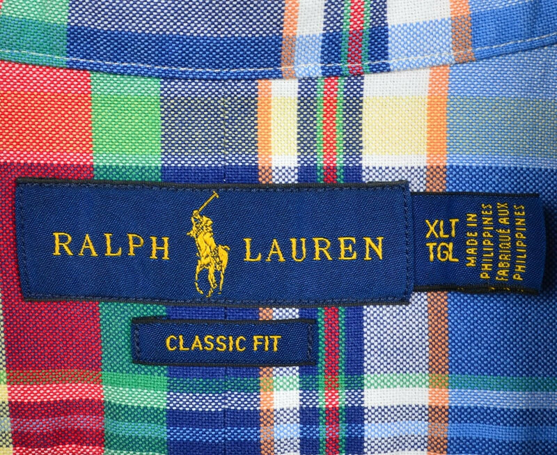 Polo Ralph Lauren Men's XLT Classic Fit Red Blue Tartan Plaid Button-Down Shirt