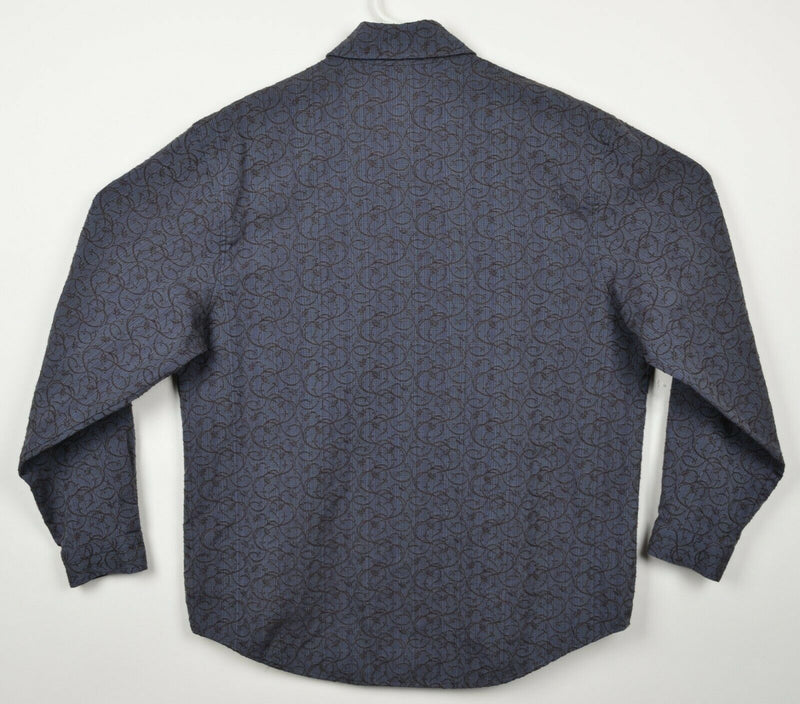 The Territory Ahead Women's Large/XL? Textured Navy Red Button-Front Shirt
