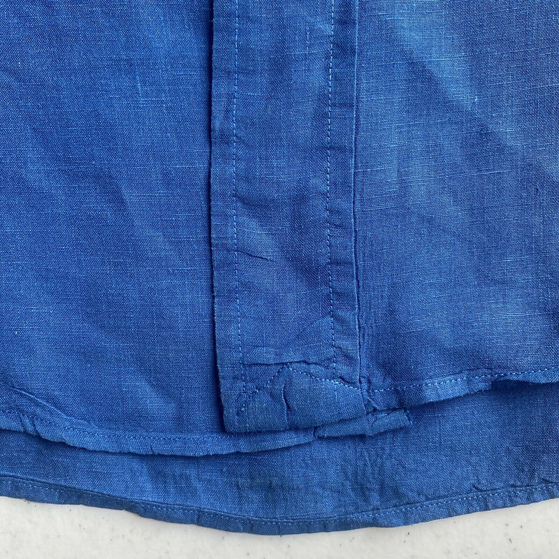 Polo Ralph Lauren Men Large Classic Fit Linen Silk Blend Blue Button-Down Shirt