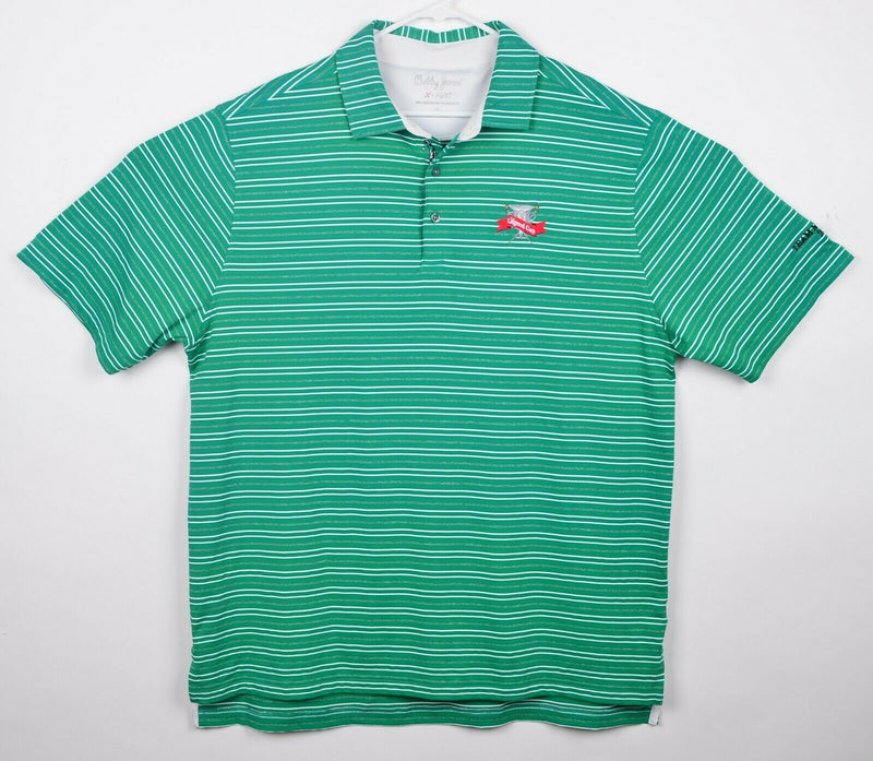 Bobby Jones Men's Sz XL X-H2O Green Heather Gray Striped Golf Polo Shirt