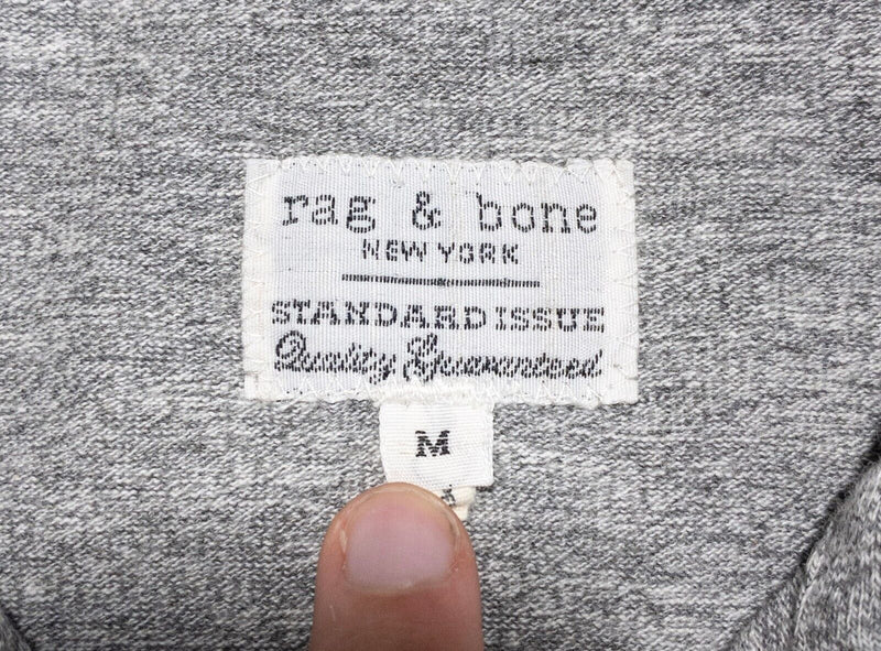 rag & bone Polo Shirt Medium Men's Heather Gray Logo Standard Issue Short Sleeve
